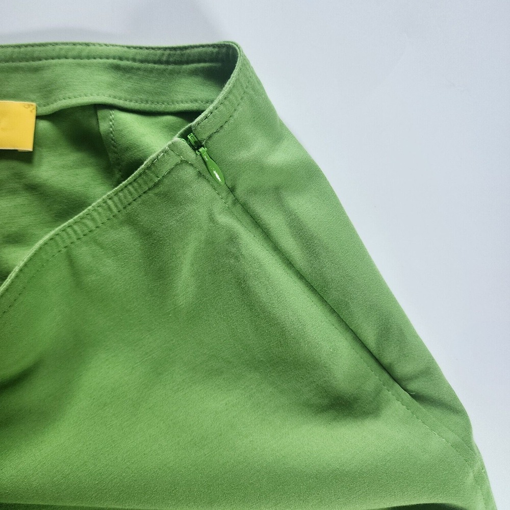 St John Pants Slacks Women's 4 Green Cotton Straight Leg Flat Front Zipper EUC - Picture 5 of 10